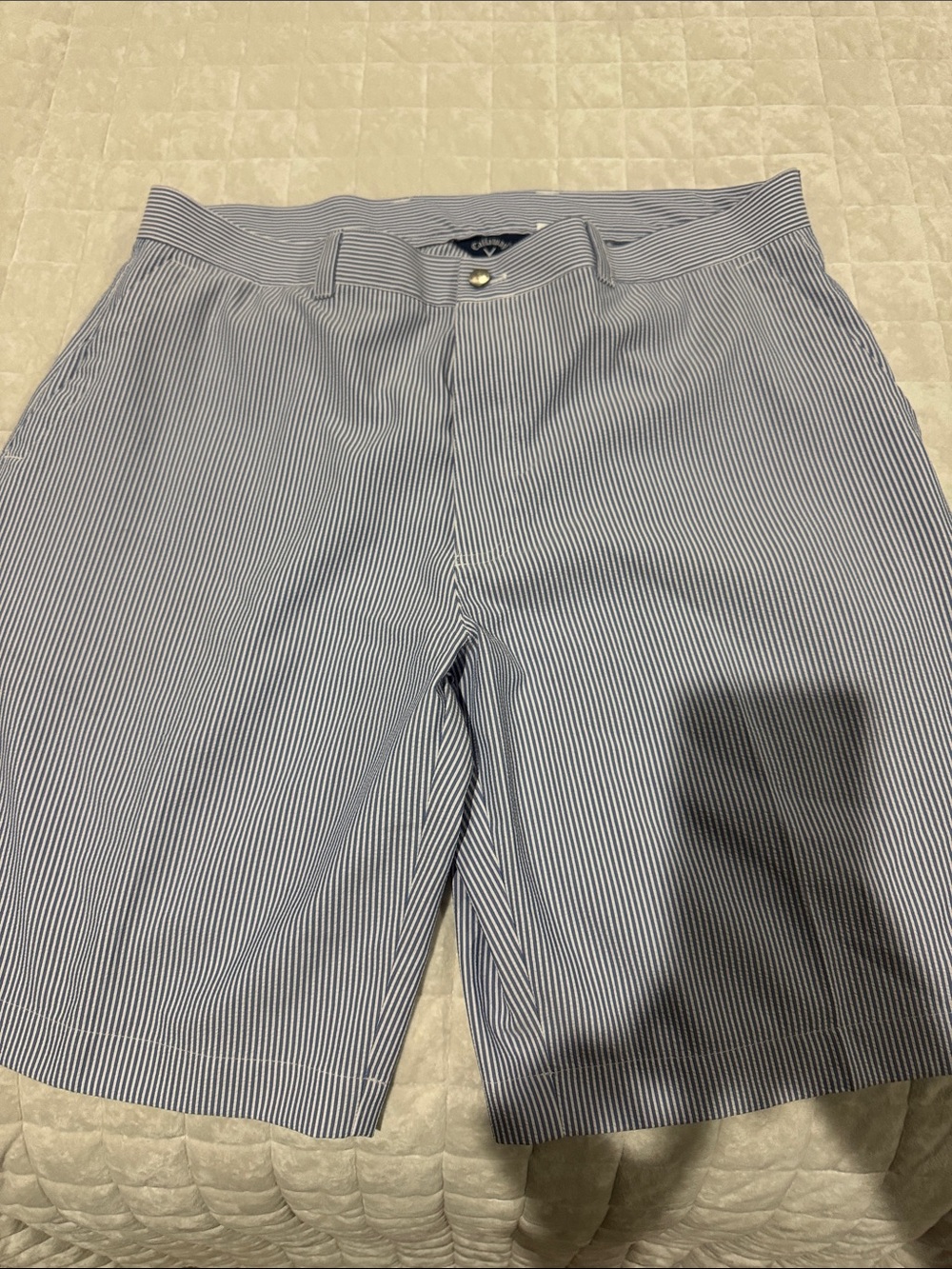Callaway Men's Navy and White Seersucker Flat Front Shorts